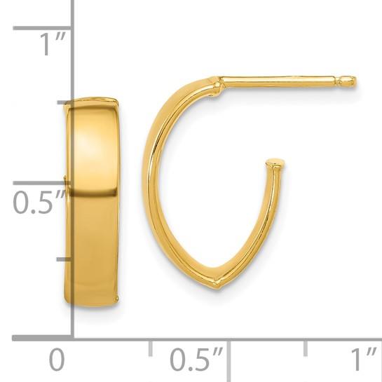 10k Small Polished J-Hoop Post Earrings