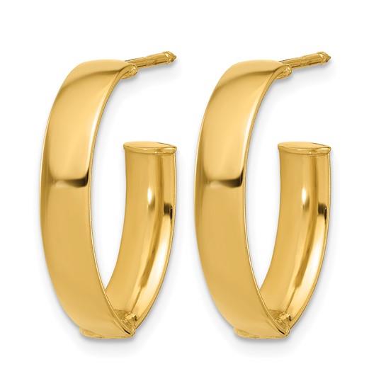 10k Medium Polished J-Hoop Post Earrings