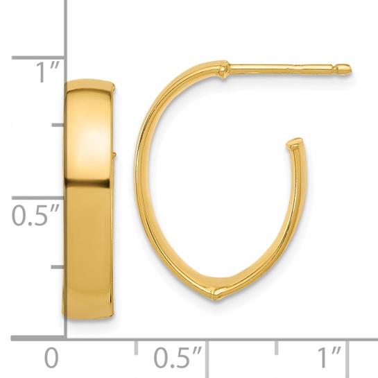 10k Medium Polished J-Hoop Post Earrings