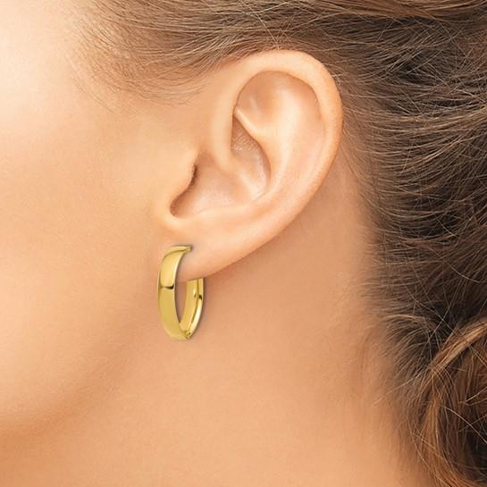 10k Medium Polished J-Hoop Post Earrings