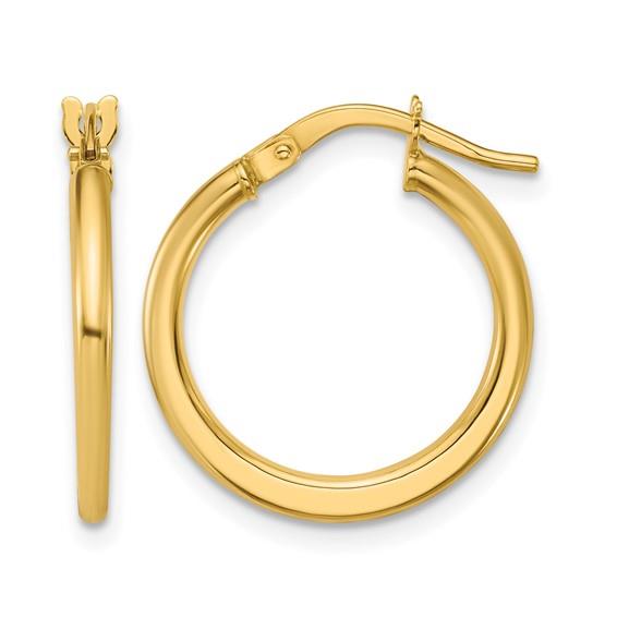 10k Polished Round Hoop Earrings