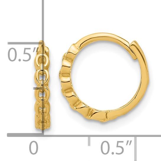 10K Round Cable Link Huggie Hoop Earrings