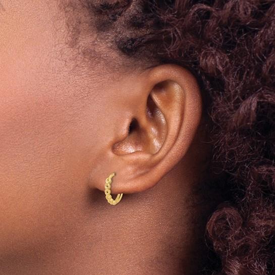 10K Round Cable Link Huggie Hoop Earrings