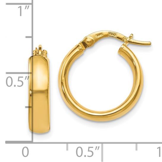 14k 4mm Polished Round Hoop Earrings