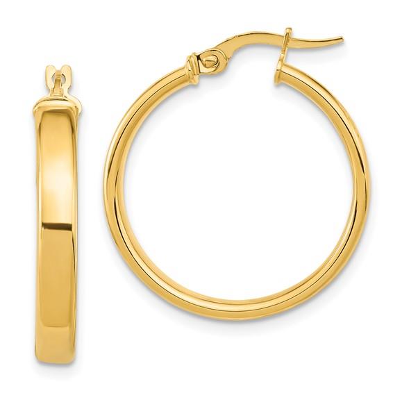 14k Polished Round Hoop Earrings