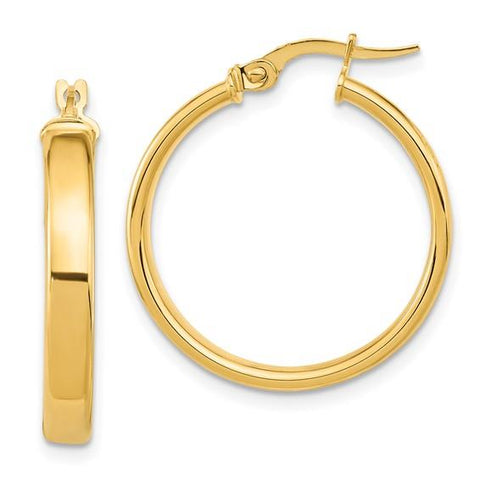 14k Polished Round Hoop Earrings