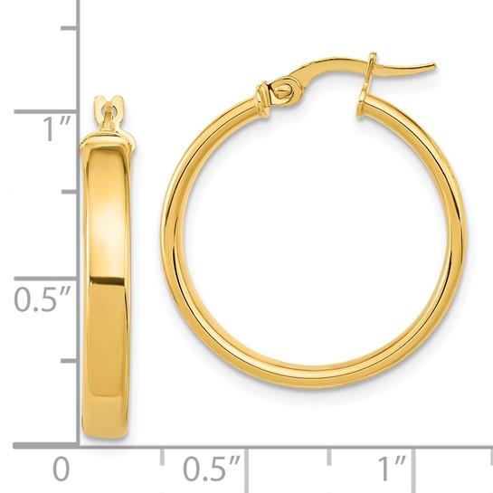 14k Polished Round Hoop Earrings