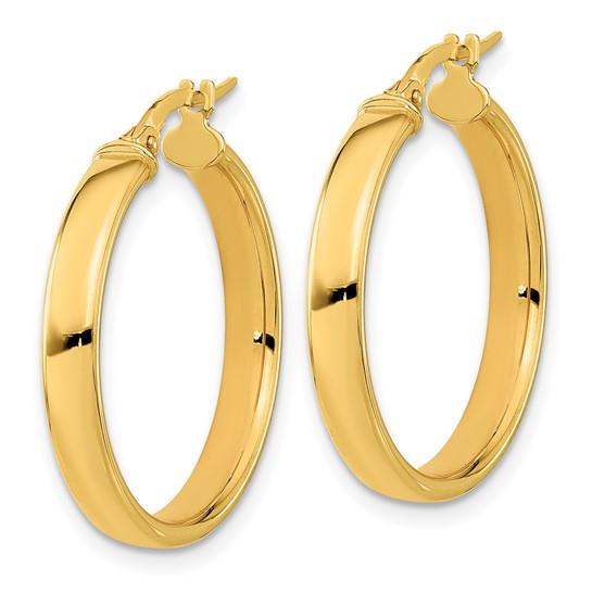 14k Polished Round Hoop Earrings