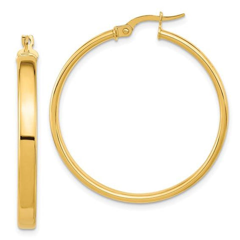 14k Polished Round Hoop Earrings