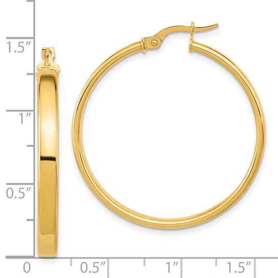 14k Polished Round Hoop Earrings