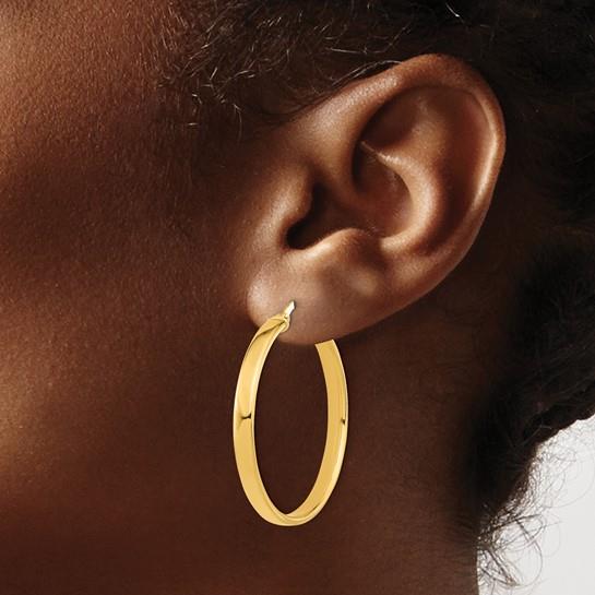 14k Polished Round Hoop Earrings
