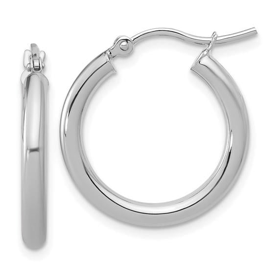 14KWG Polished Lightweight Tube Hoop Earrings