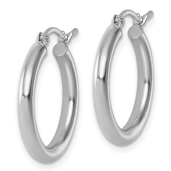 14KWG Polished Lightweight Tube Hoop Earrings