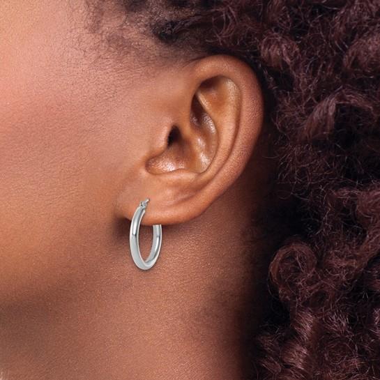 14KWG Polished Lightweight Tube Hoop Earrings