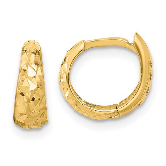 14k Diamond-Cut Huggie Hoop Earrings