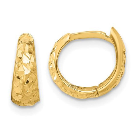 14k Diamond-Cut Huggie Hoop Earrings