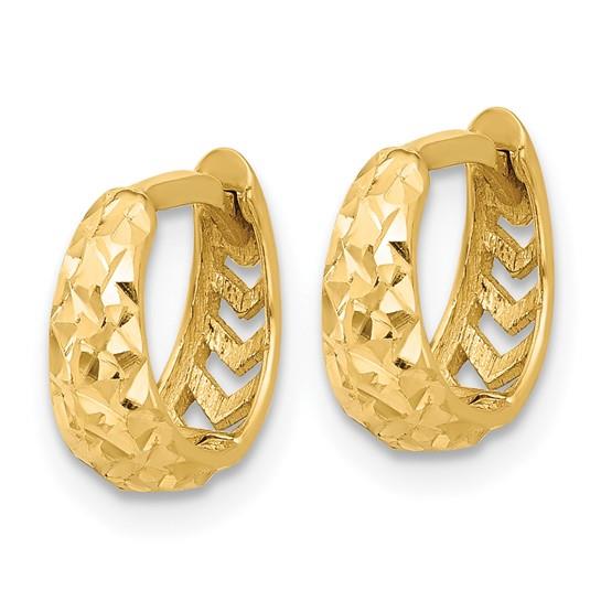 14k Diamond-Cut Huggie Hoop Earrings