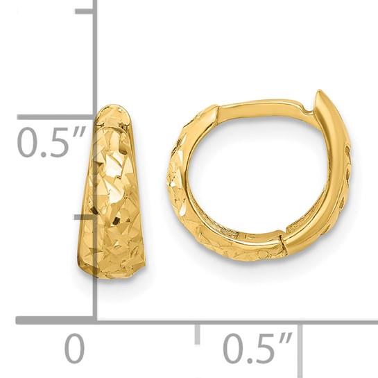 14k Diamond-Cut Huggie Hoop Earrings