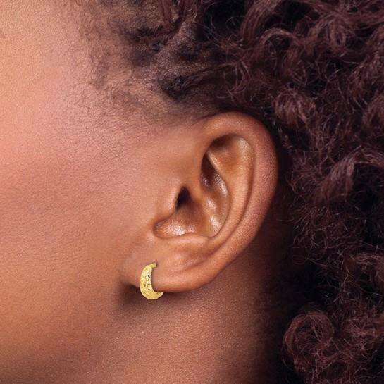 14k Diamond-Cut Huggie Hoop Earrings