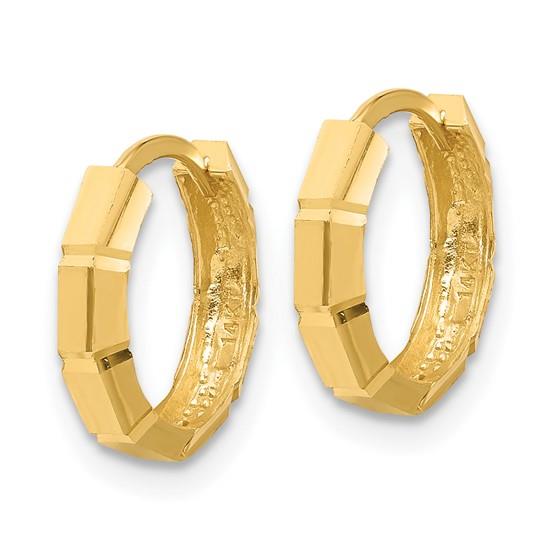 14k Polished & Diamond-Cut Huggie Hoop Earrings