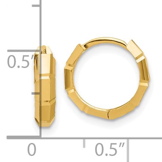 14k Polished & Diamond-Cut Huggie Hoop Earrings