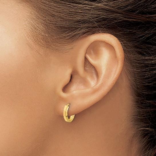 14k Polished & Diamond-Cut Huggie Hoop Earrings