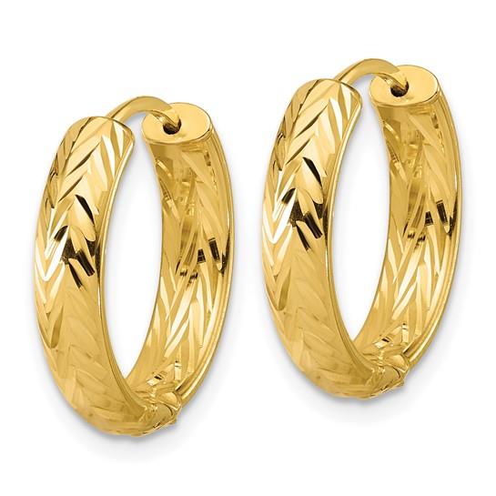 14k Polished & Diamond-Cut Huggie Hoop Earrings