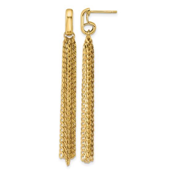14K Curb Link Tassel Dangle Earrings