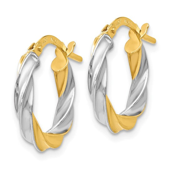 14K Two-Tone Twisted Hoop Earrings