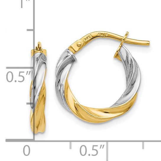 14K Two-Tone Twisted Hoop Earrings