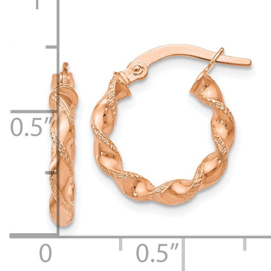 14K Rose Gold Small Twist Hoop Earrings