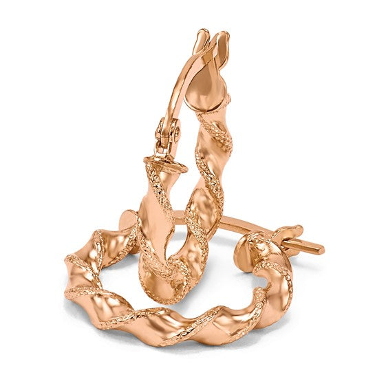 14K Rose Gold Small Twist Hoop Earrings