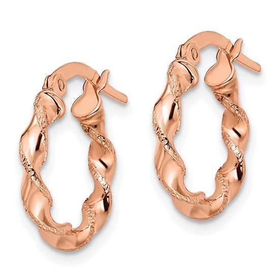 14K Rose Gold Small Twist Hoop Earrings