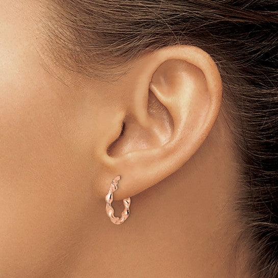 14K Rose Gold Small Twist Hoop Earrings