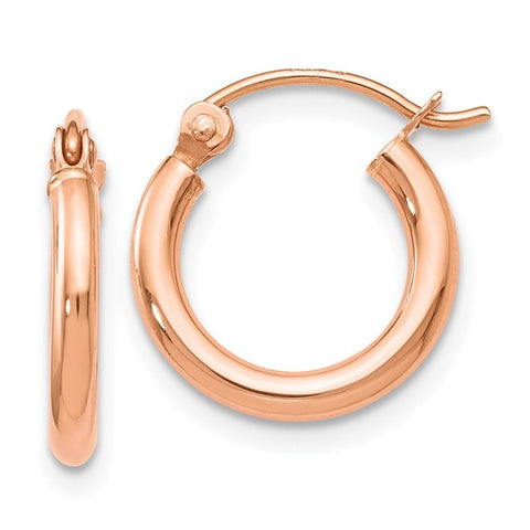 14K Rose Gold Polished Hoop Earrings