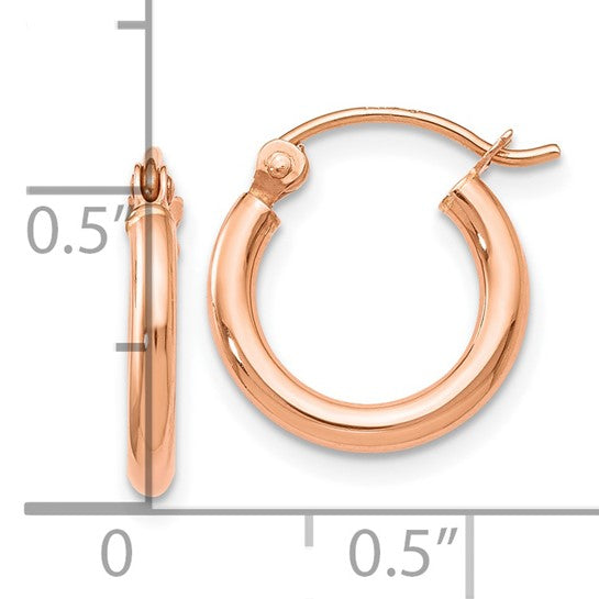14K Rose Gold Polished Hoop Earrings