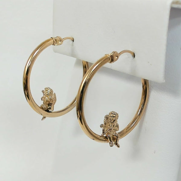 14K Cupid Hoops