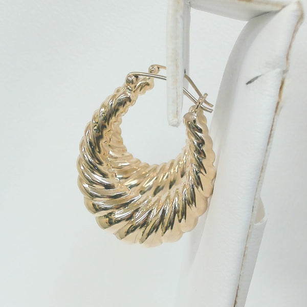 14K Shrimp Hoop Earrings