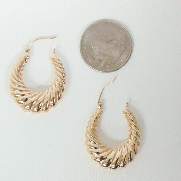 14K Shrimp Hoop Earrings