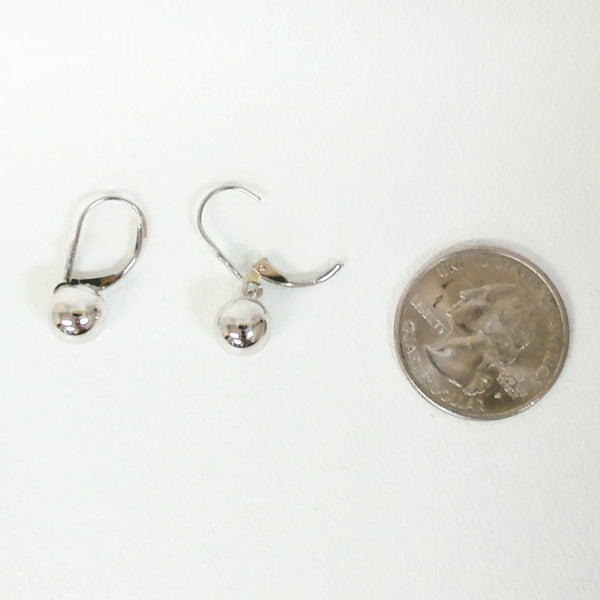 14K 8MM Bead Leverback Earrings