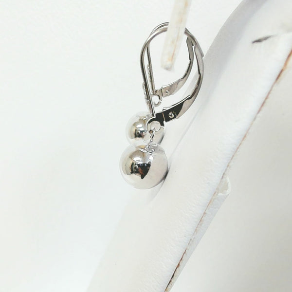 14K 8MM Bead Leverback Earrings