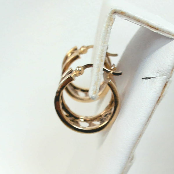 14K Floral Chunky Hoop Earrings
