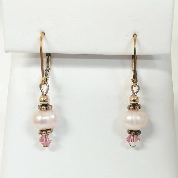 Gold-Filled Pearl & Pink Bead Earrings