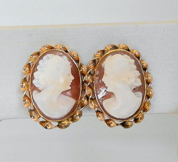 Gold-Filled Cameo French-Back Earrings