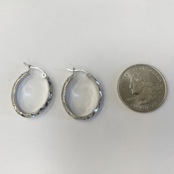 Sterling Silver Medium Oval  Hoop Earrings