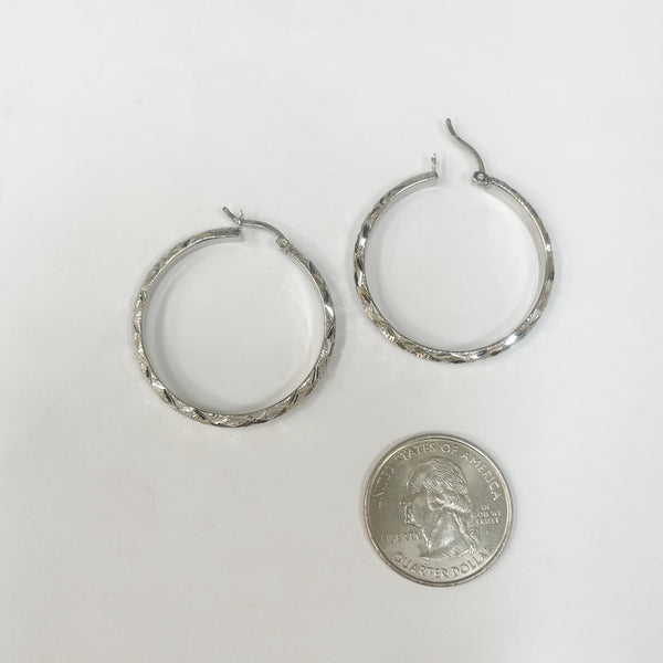 Sterling Silver Large Round Hoop Earrings