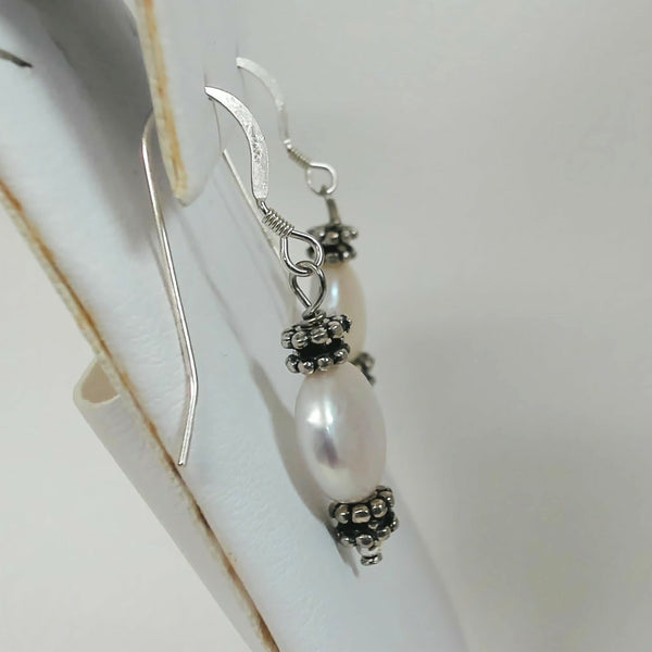 Sterling Frenchwire Coin Pearl Earrings