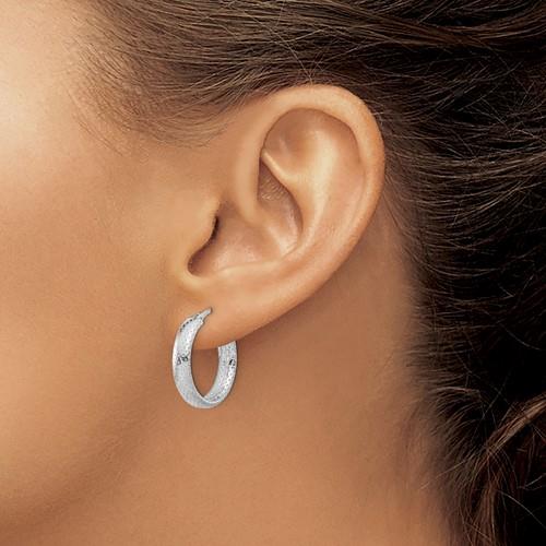 Sterling Silver Polished & Textured Hoop Earrings