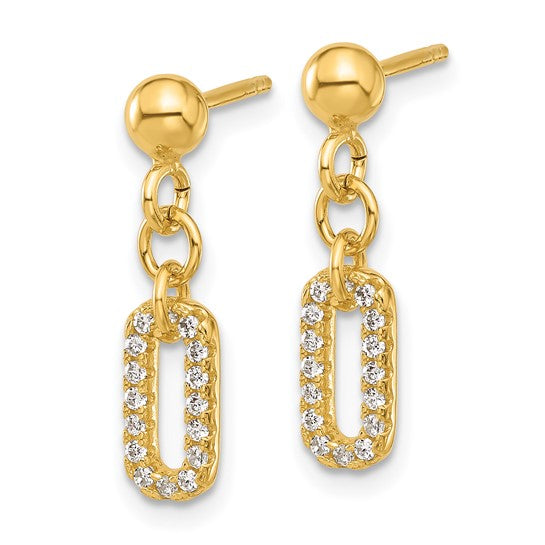 Sterling Silver/Gold-Plated Polished CZ Dangle Earrings