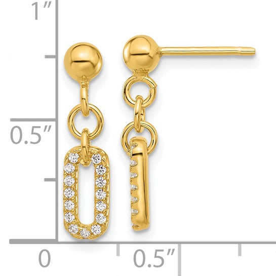 Sterling Silver/Gold-Plated Polished CZ Dangle Earrings